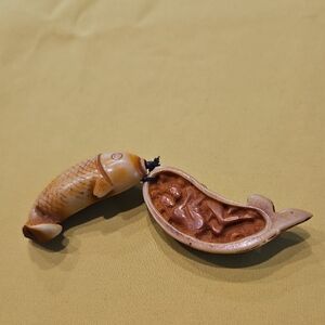 Antique Carved Erotica Fish Pendant Netsuke